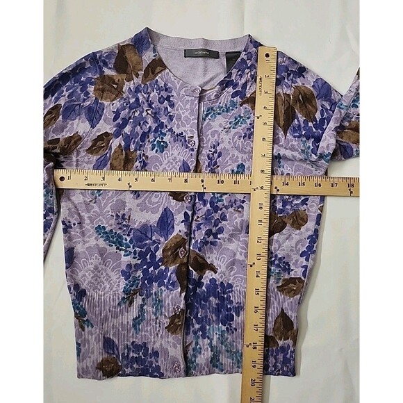 Vtg Liz Claiborne juniors sweater size M Floral Button Up Lightweight Cardigan - Picture 5 of 9